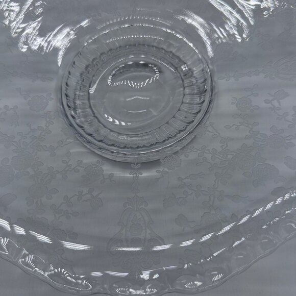 Cambridge Glass Rose Point Etch 2 Handled Low Footed Plate # 3900/131 Elegant - Picture 6 of 6
